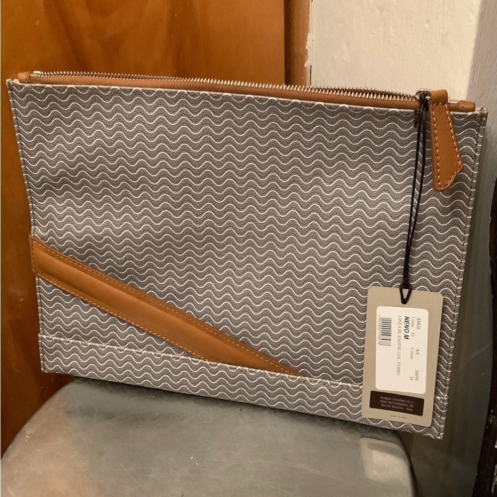Zanellato Second Bag Leather/ Pvc Allover Pattern Clutch Pouch Bag New With Tag 